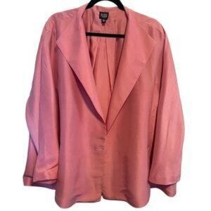 Eileen Fisher- 100% Silk Rose Pink Open Front Blazer/3X